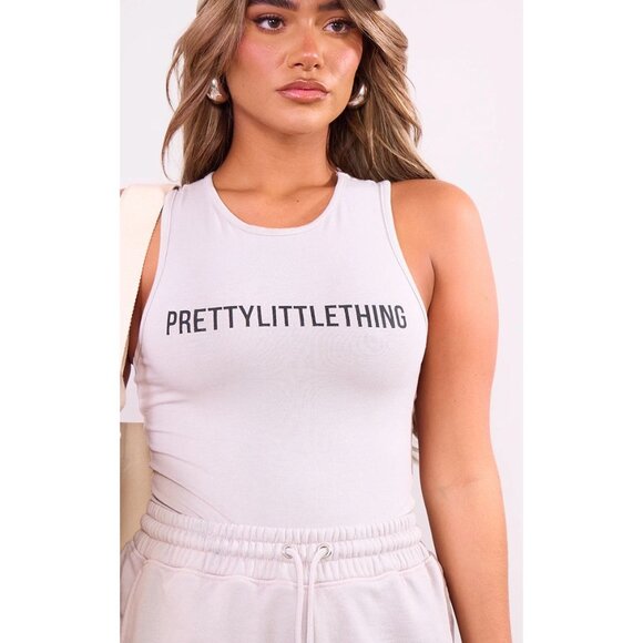 PRETTYLITTLETHING Washed Racer Bodysuit In Ash Grey - Size Small‎ - Picture 4 of 8